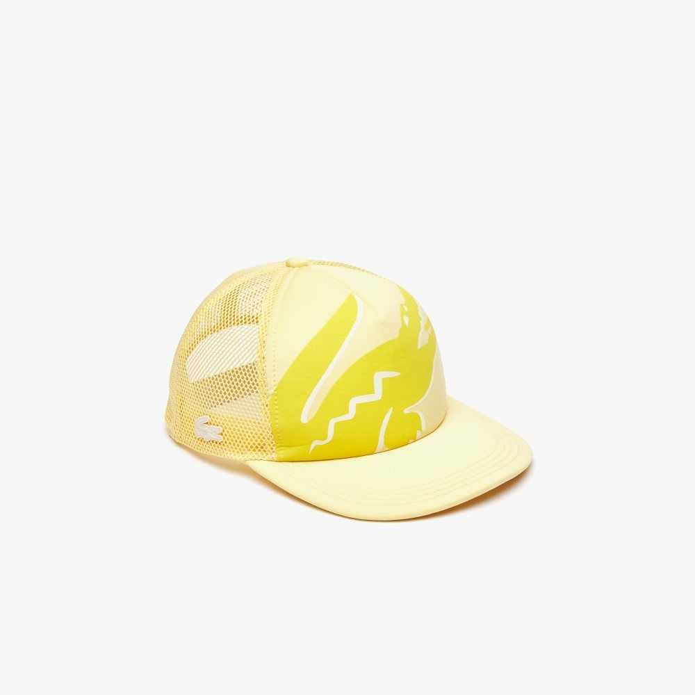 Lacoste Crocodile Print Neoprene And Mesh Cap Yellow | SFM-159764