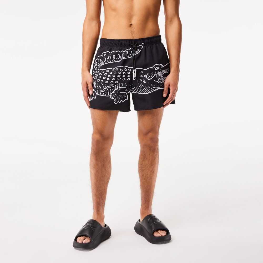 Lacoste Crocodile Print Swim Trunks 964 | KRP-749203