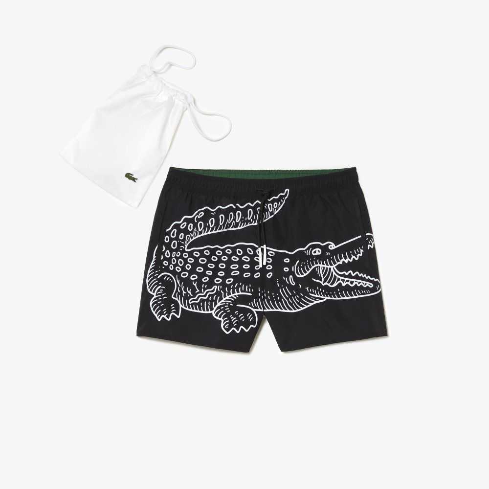 Lacoste Crocodile Print Swim Trunks 964 | KRP-749203