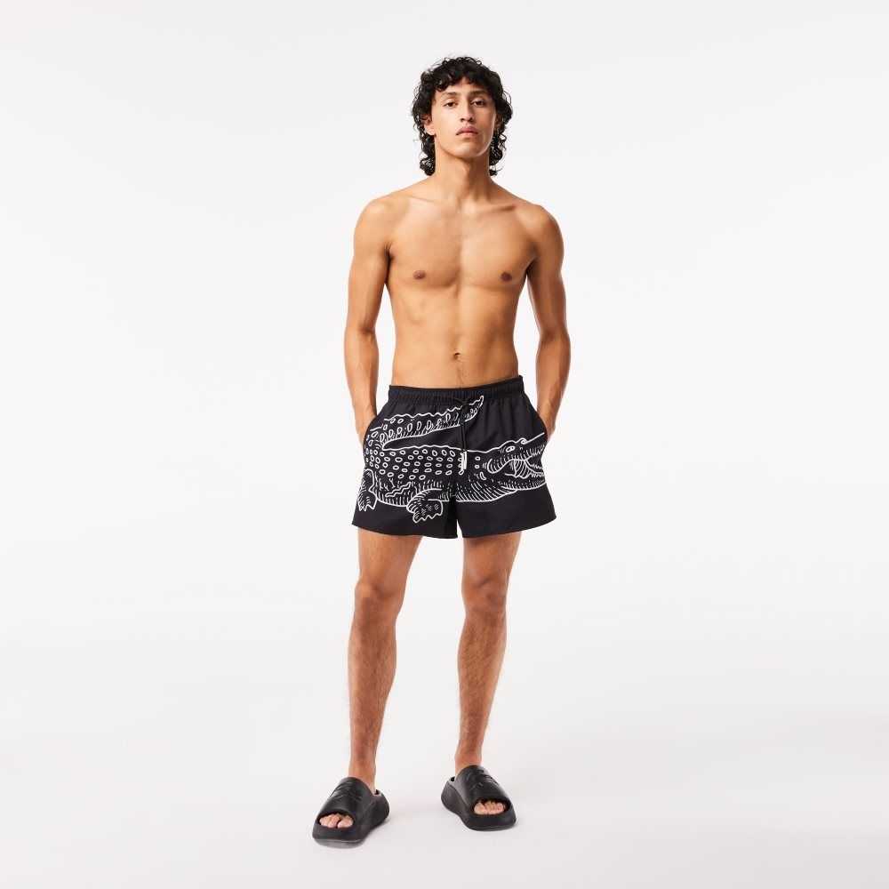 Lacoste Crocodile Print Swim Trunks 964 | KRP-749203