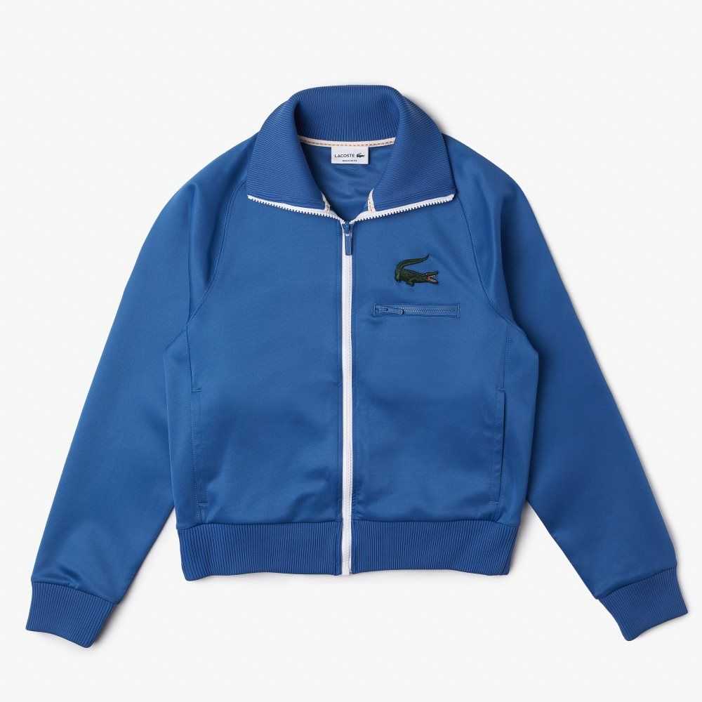 Lacoste Crocodile Stand-Up Collar Zippered Jacket Blue | XDY-610942