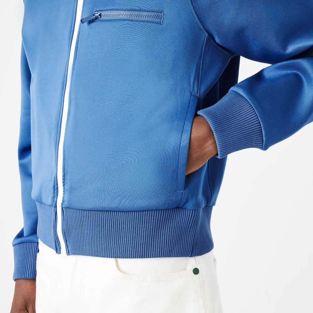 Lacoste Crocodile Stand-Up Collar Zippered Jacket Blue | XDY-610942