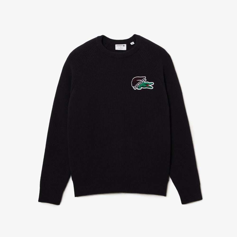 Lacoste Crocodile Sweater Navy Blue | ZHE-572160