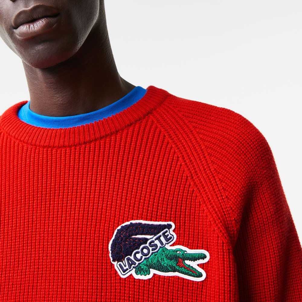 Lacoste Crocodile Sweater Red | BYR-468071