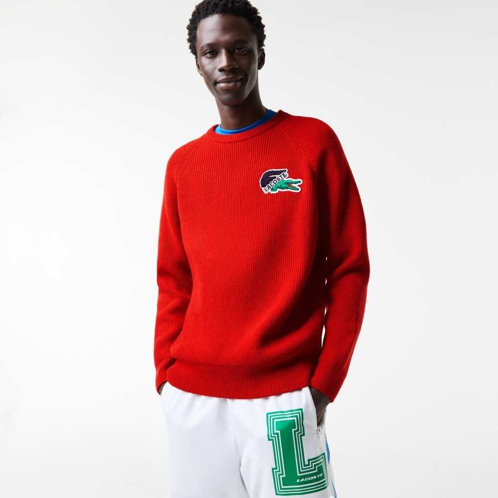 Lacoste Crocodile Sweater Red | BYR-468071