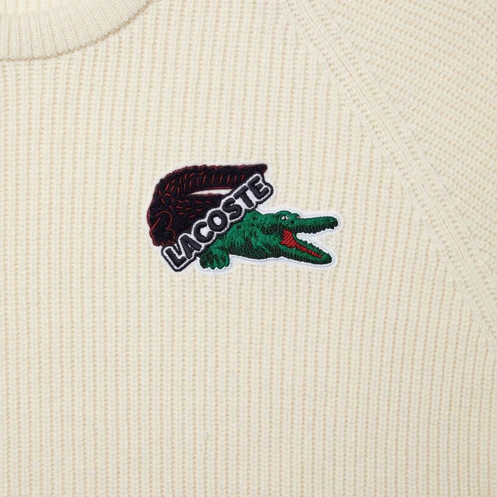 Lacoste Crocodile Sweater White | DTH-679405