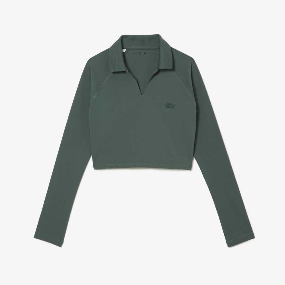 Lacoste Cropped Long Sleeve Polo Green | OXE-785914