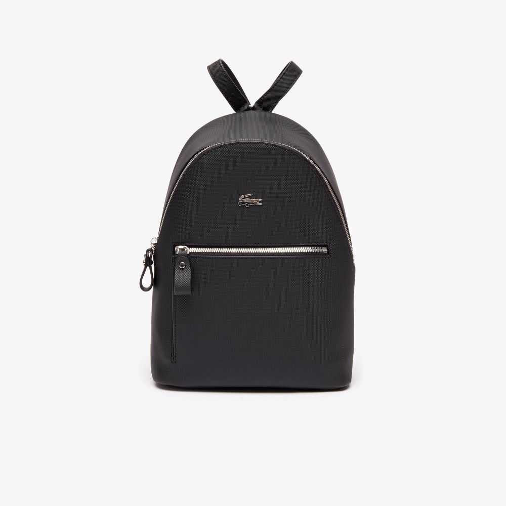 Lacoste Daily Classic Coated Pique Canvas Backpack Black | QWP-760281