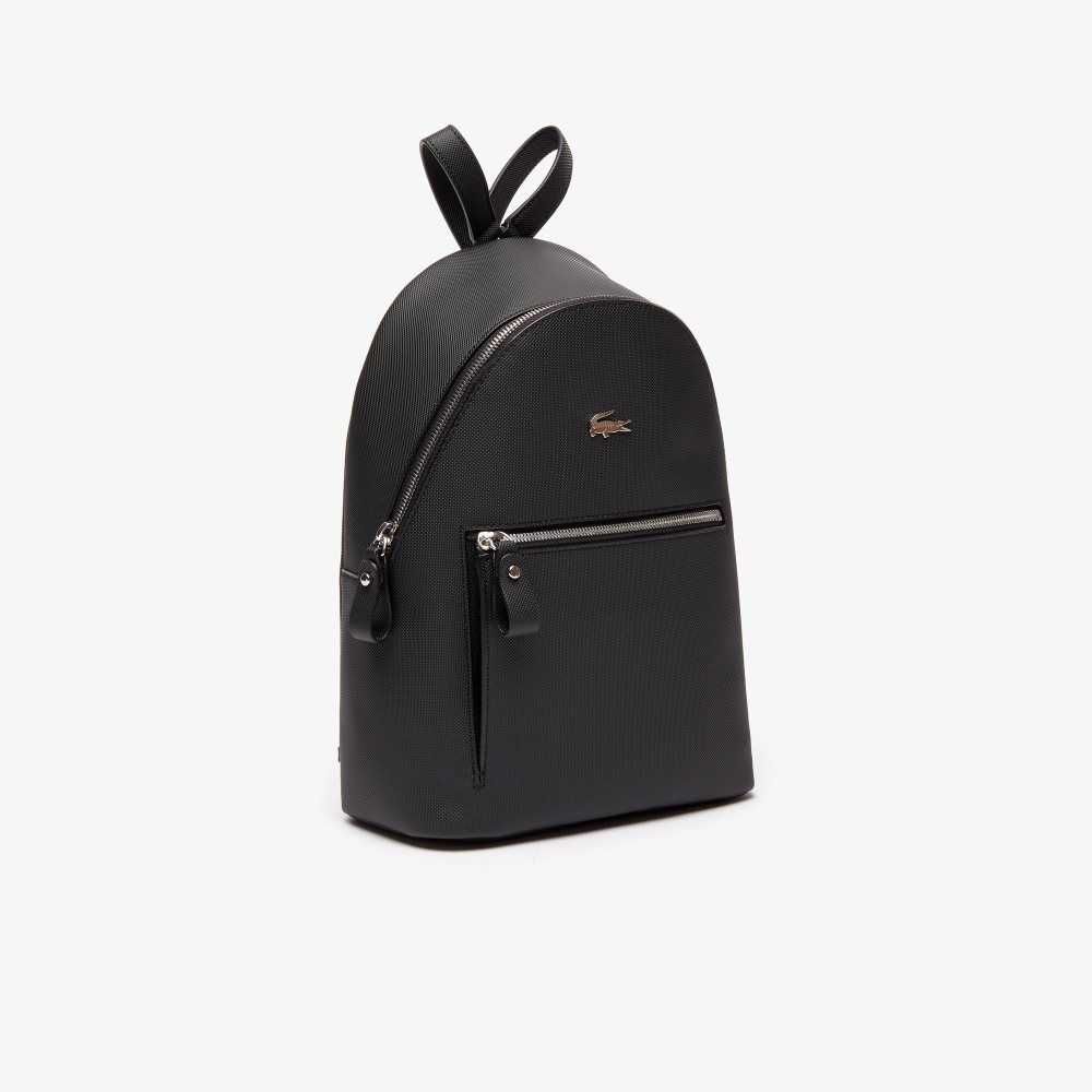 Lacoste Daily Classic Coated Pique Canvas Backpack Black | QWP-760281