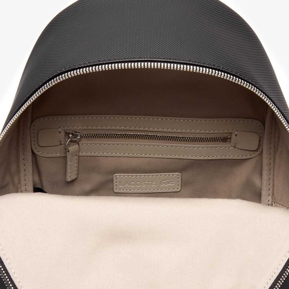 Lacoste Daily Classic Coated Pique Canvas Backpack Black | QWP-760281