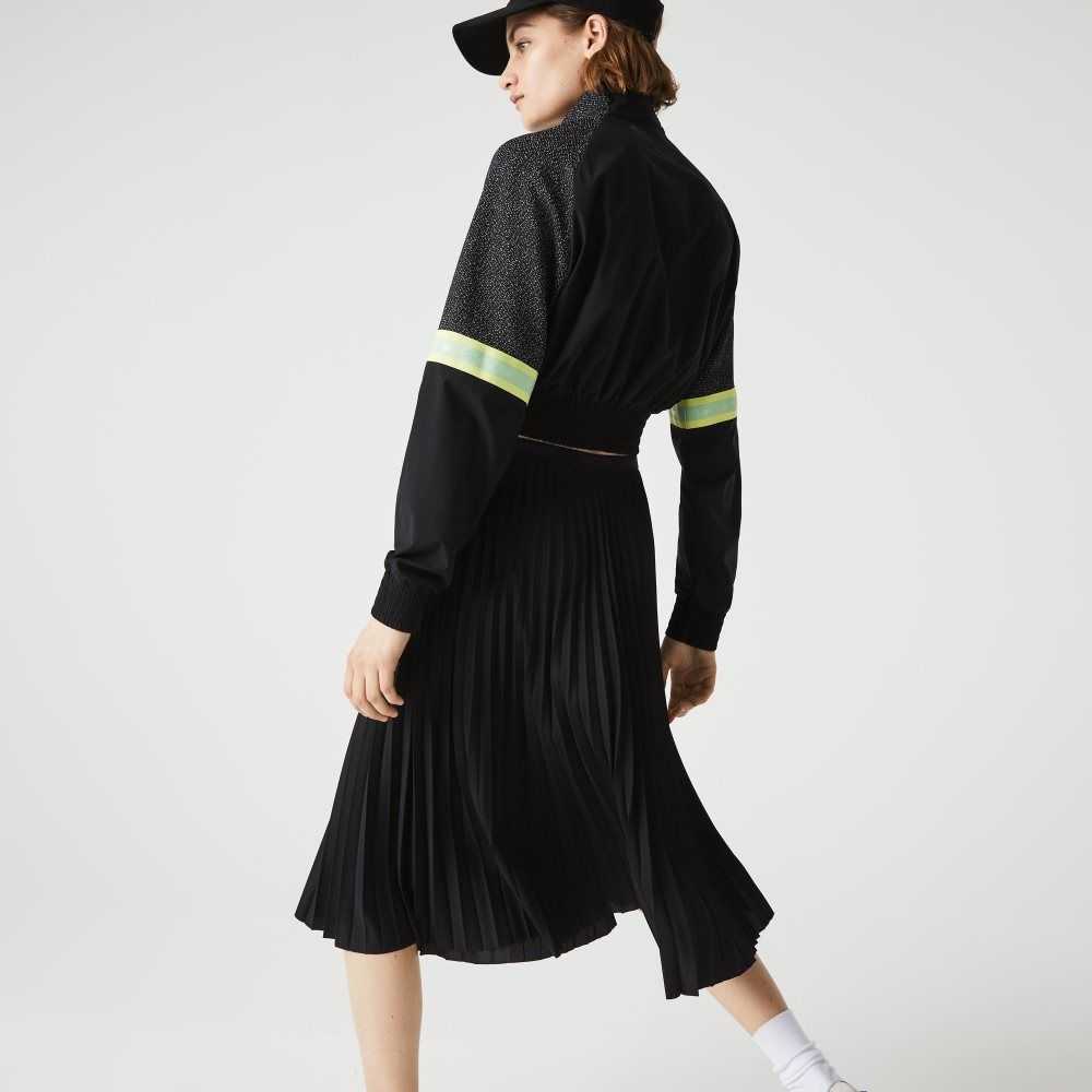 Lacoste Elasticized Waist Flowing Pleated Skirt Black | EHL-387640