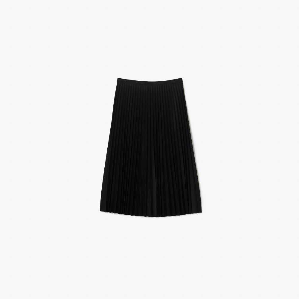 Lacoste Elasticized Waist Flowing Pleated Skirt Black | EHL-387640