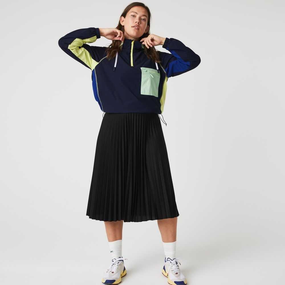 Lacoste Elasticized Waist Flowing Pleated Skirt Black | EHL-387640