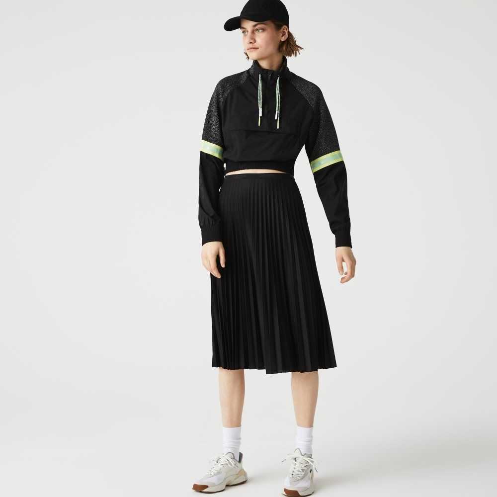 Lacoste Elasticized Waist Flowing Pleated Skirt Black | EHL-387640