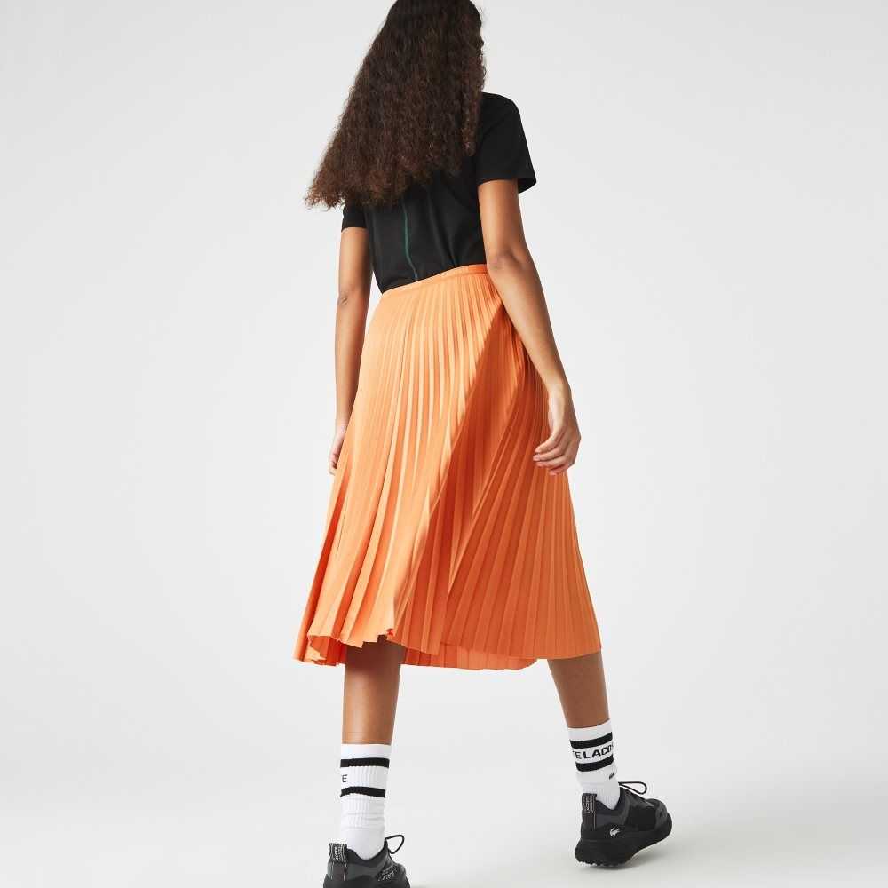 Lacoste Elasticized Waist Flowing Pleated Skirt Orange | HMF-974085