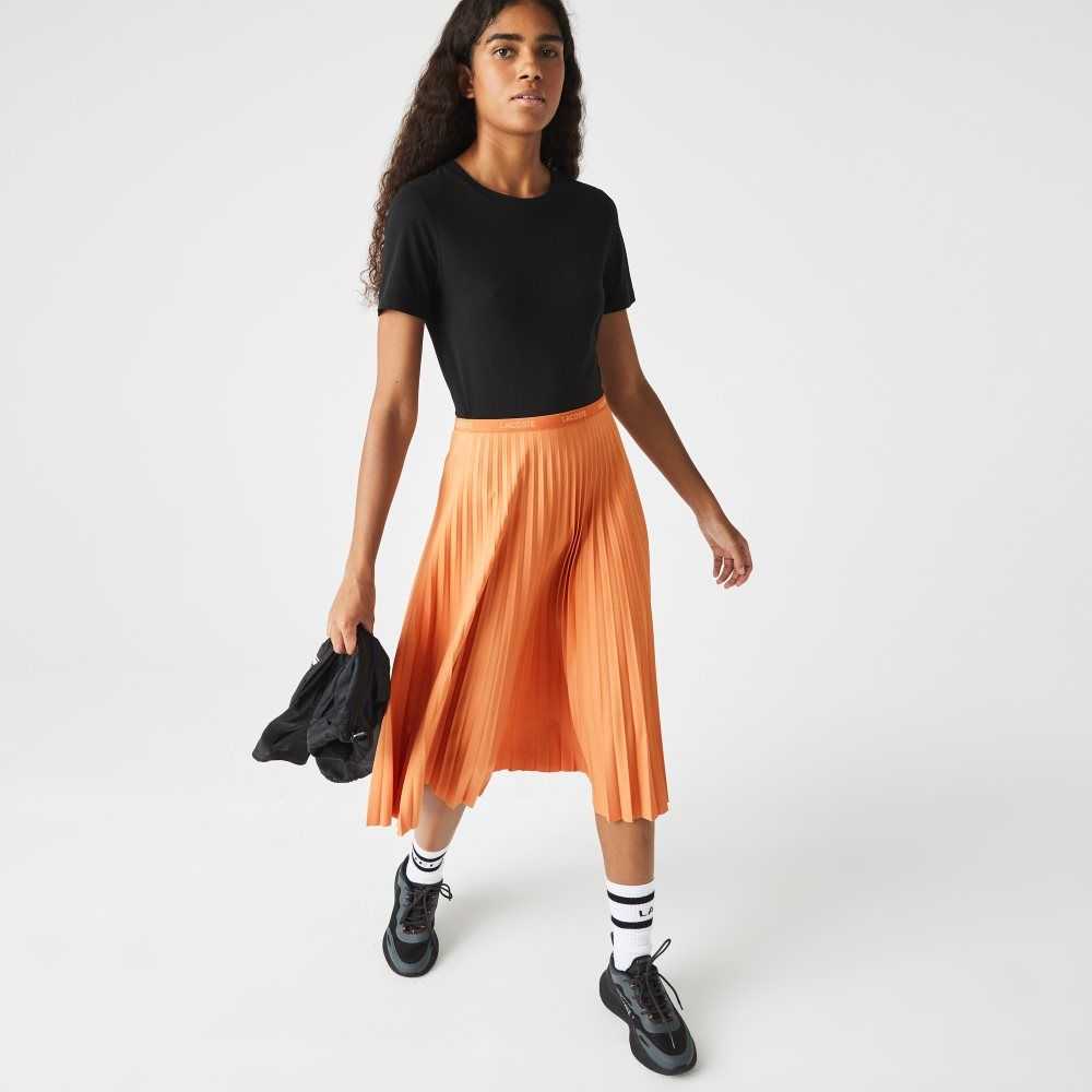 Lacoste Elasticized Waist Flowing Pleated Skirt Orange | HMF-974085