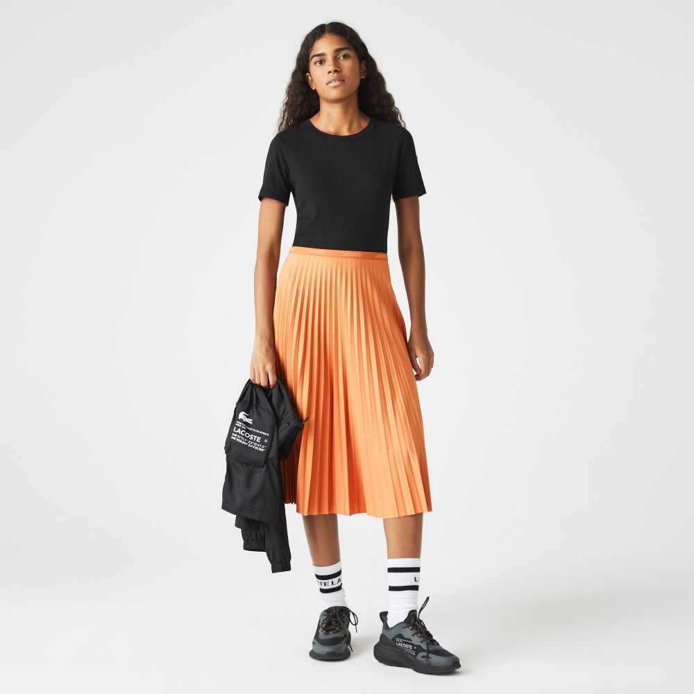 Lacoste Elasticized Waist Flowing Pleated Skirt Orange | HMF-974085