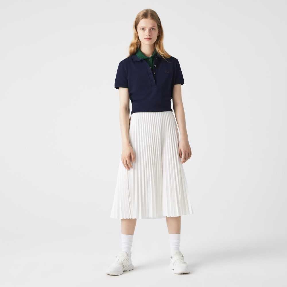 Lacoste Elasticized Waist Flowing Pleated Skirt White | NDA-432756