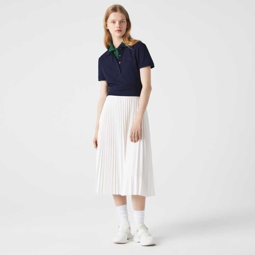 Lacoste Elasticized Waist Flowing Pleated Skirt White | NDA-432756