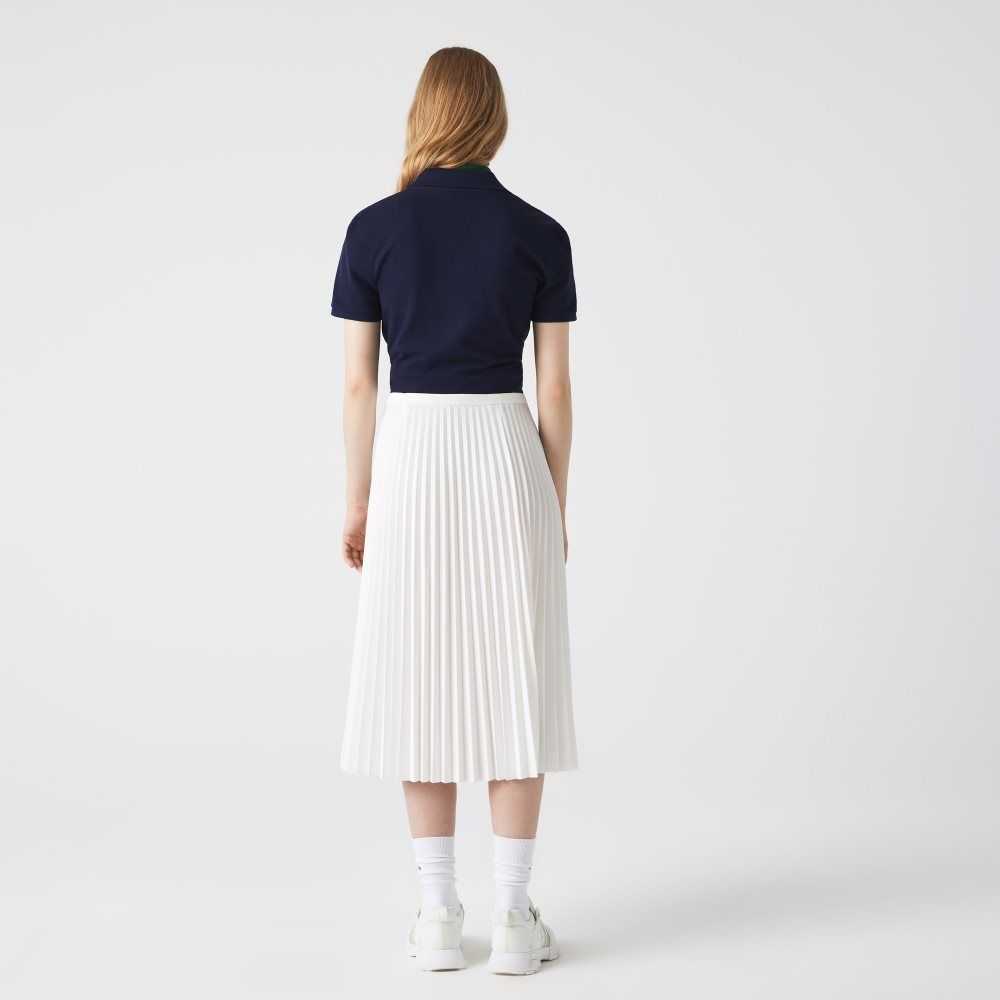 Lacoste Elasticized Waist Flowing Pleated Skirt White | NDA-432756