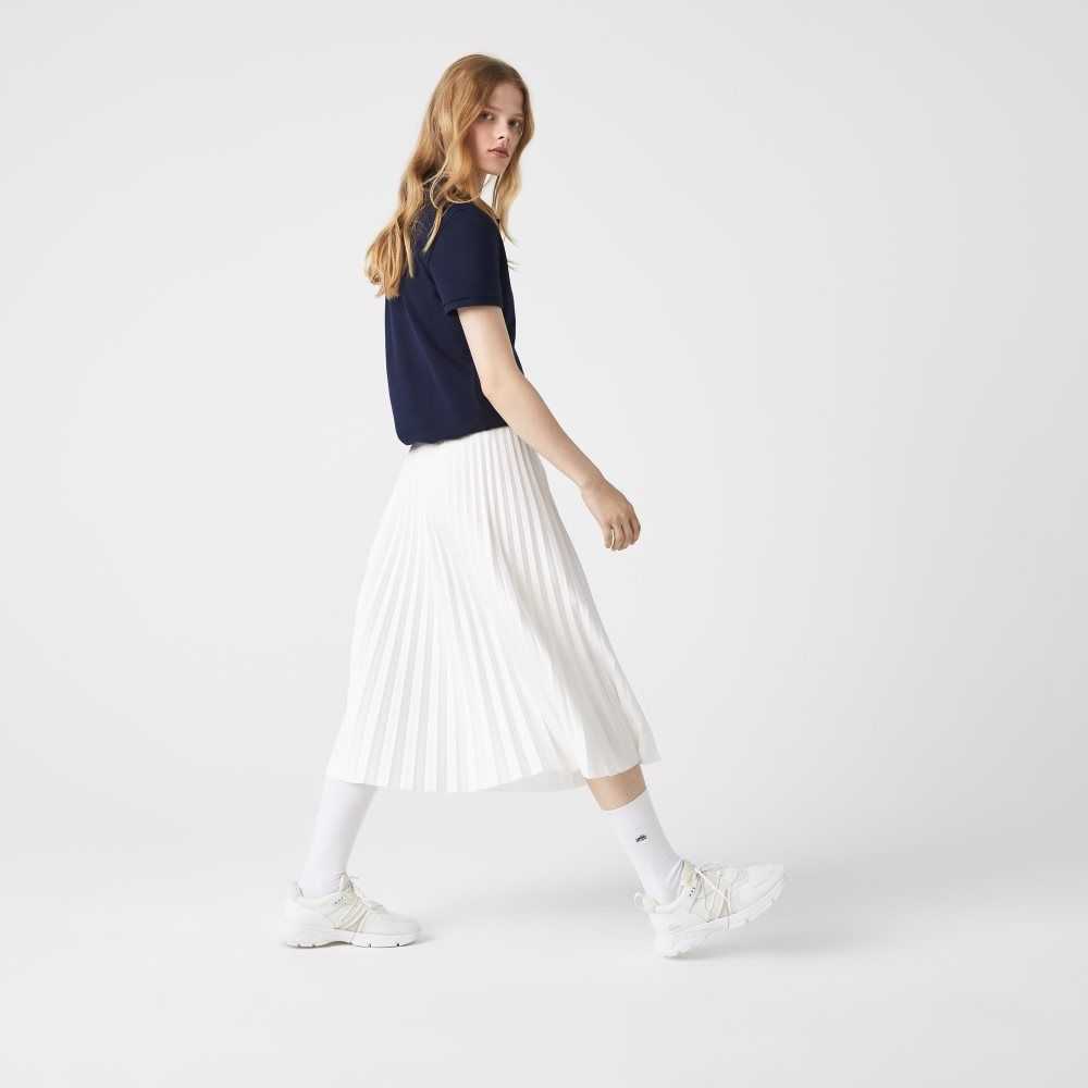 Lacoste Elasticized Waist Flowing Pleated Skirt White | NDA-432756