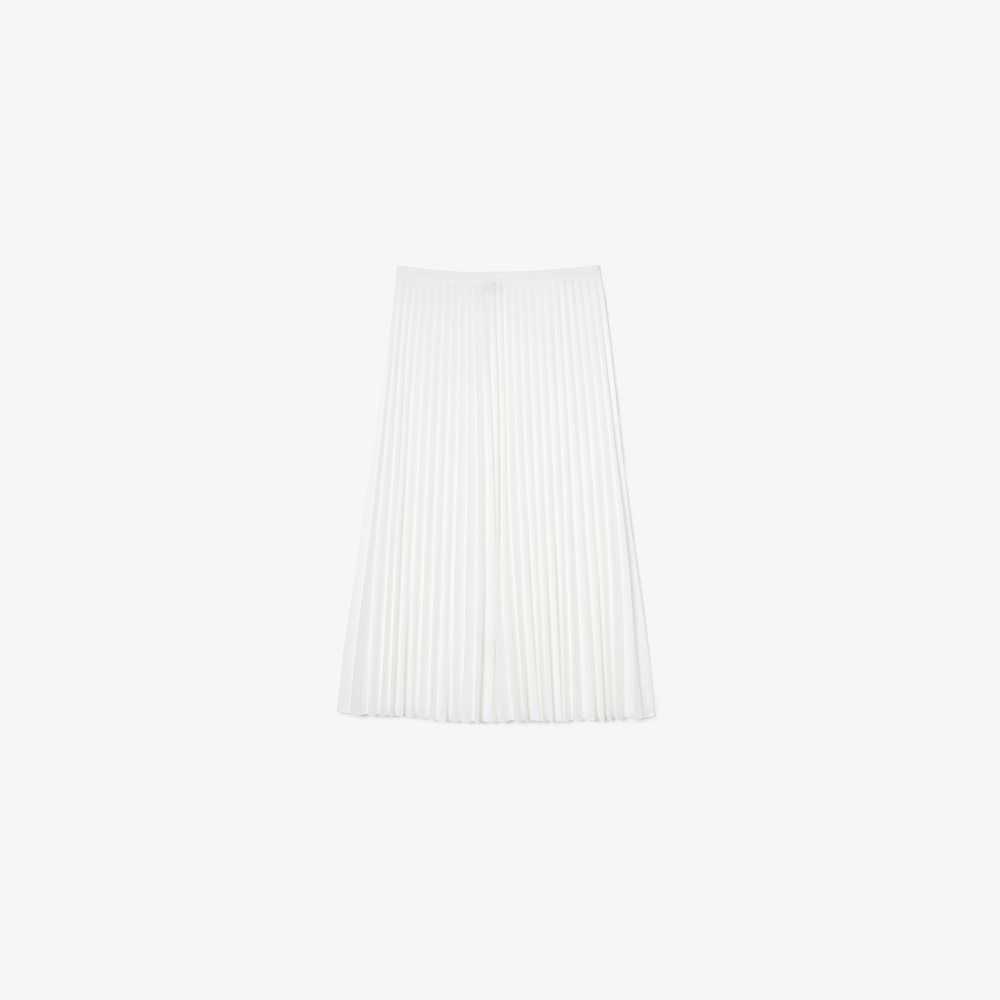 Lacoste Elasticized Waist Flowing Pleated Skirt White | NDA-432756