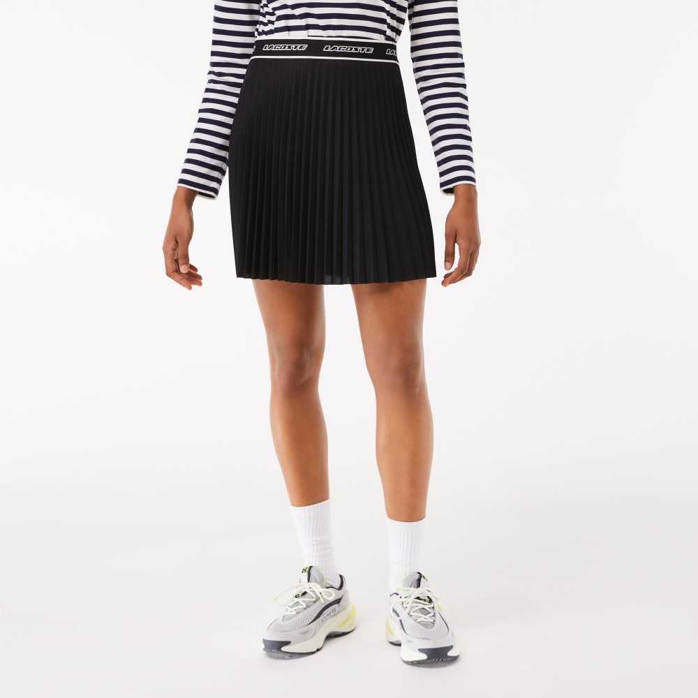 Lacoste Elasticized Waist Pleated Skirt Black | BZS-792548