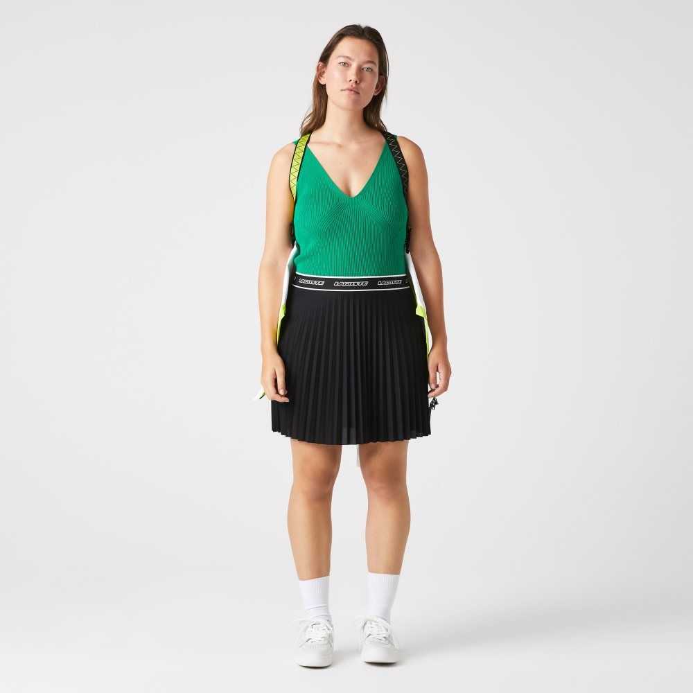 Lacoste Elasticized Waist Pleated Skirt Black | BZS-792548