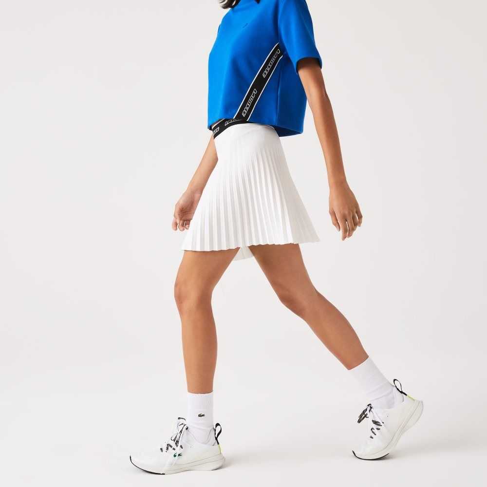 Lacoste Elasticized Waist Pleated Skirt White | OBX-273981