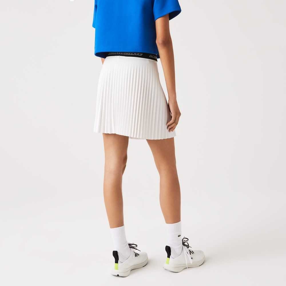 Lacoste Elasticized Waist Pleated Skirt White | OBX-273981