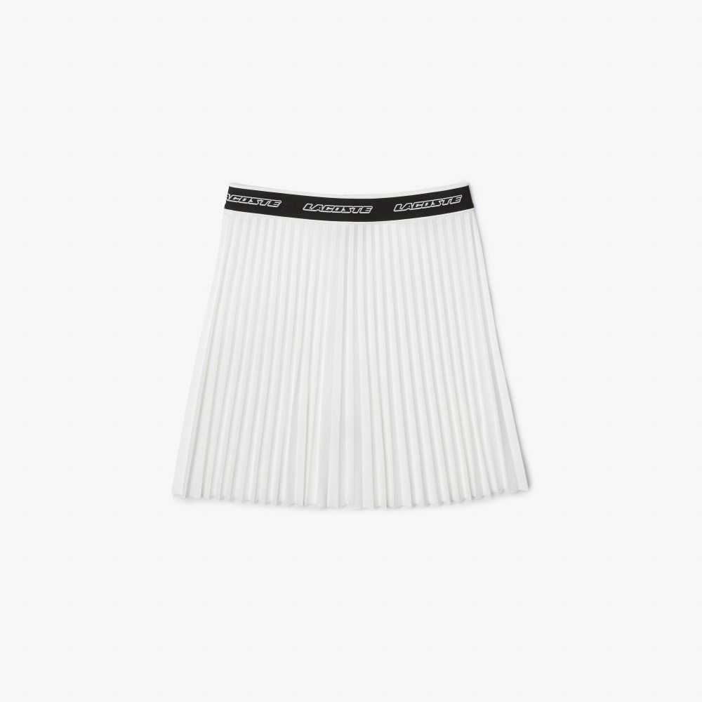 Lacoste Elasticized Waist Pleated Skirt White | OBX-273981