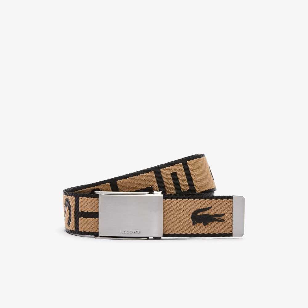 Lacoste Engraved Branded Plate Buckle Belt Viennois Noir | JHX-529168