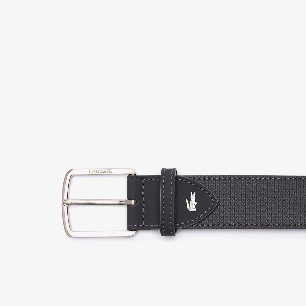 Lacoste Engraved Buckle Reversible Pique Leather Belt Dark Brown | VDP-263718