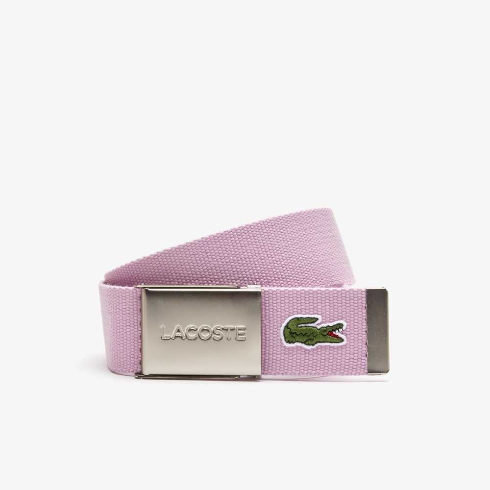 Lacoste Engraved Buckle Woven Fabric Belt Albizia | AQH-825796