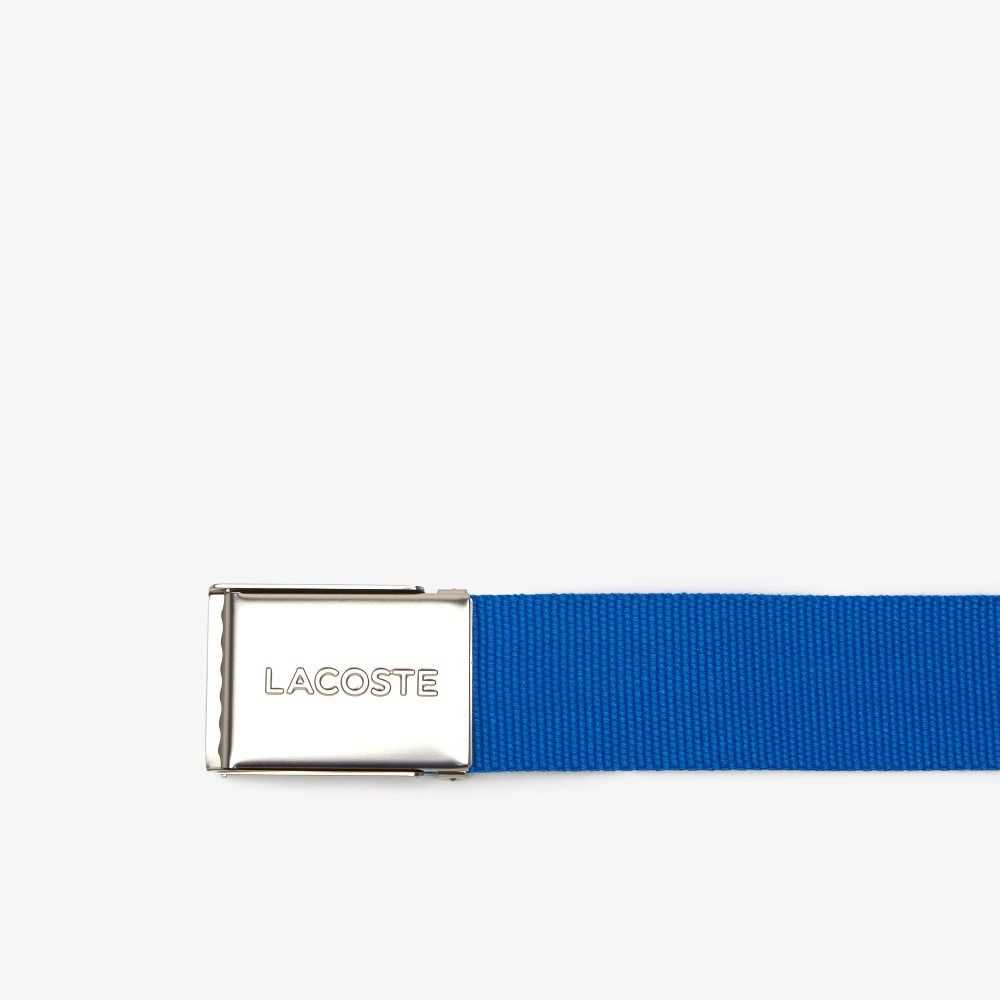 Lacoste Engraved Buckle Woven Fabric Belt Marina | LKP-205649