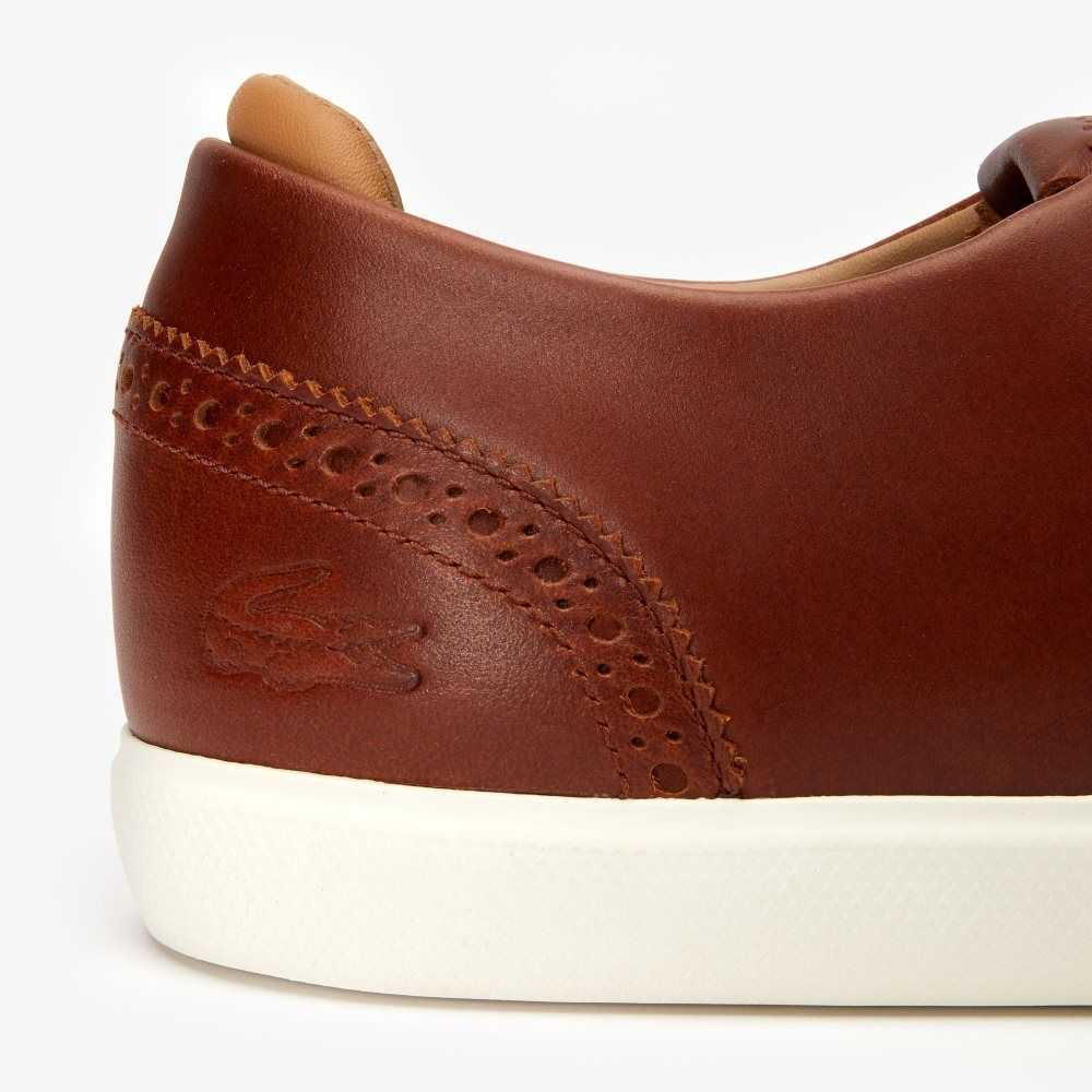 Lacoste Esparre Club Leather Trainers Brw/Off Wht | SHU-682019