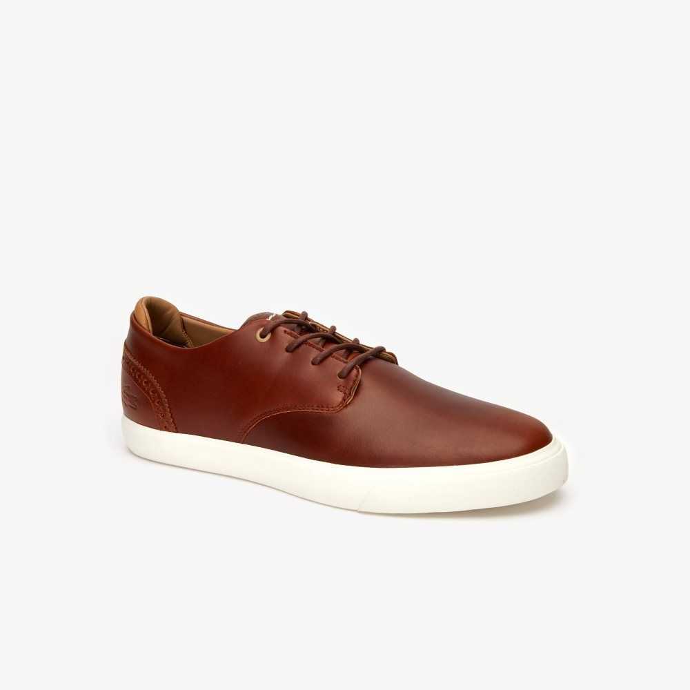 Lacoste Esparre Club Leather Trainers Brw/Off Wht | SHU-682019