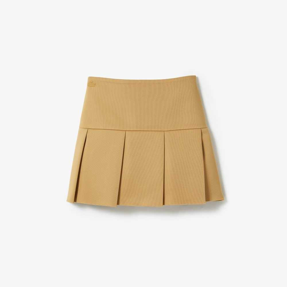 Lacoste Fashion Show Edition Pleated Canvas Tennis Skirt Beige | OWS-761804