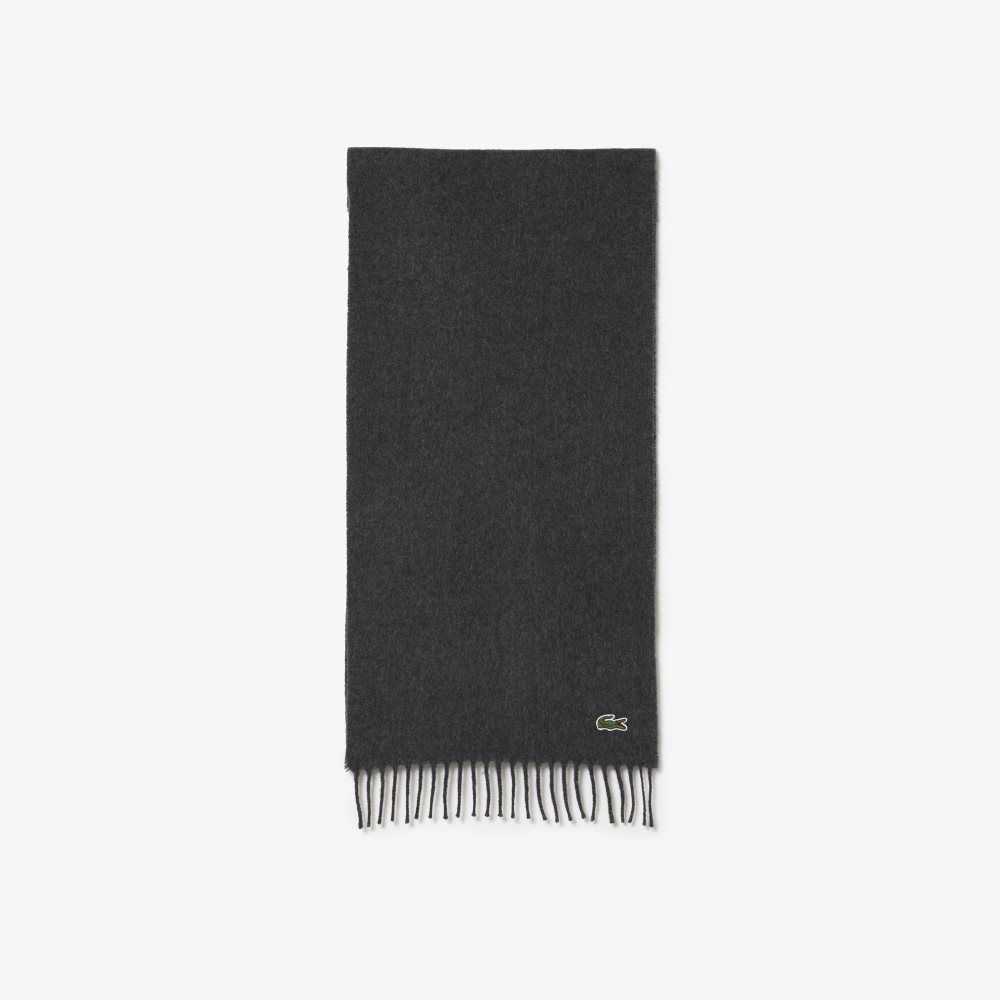 Lacoste Felt Wool And Cashmere Scarf Set Grey | HTN-467813