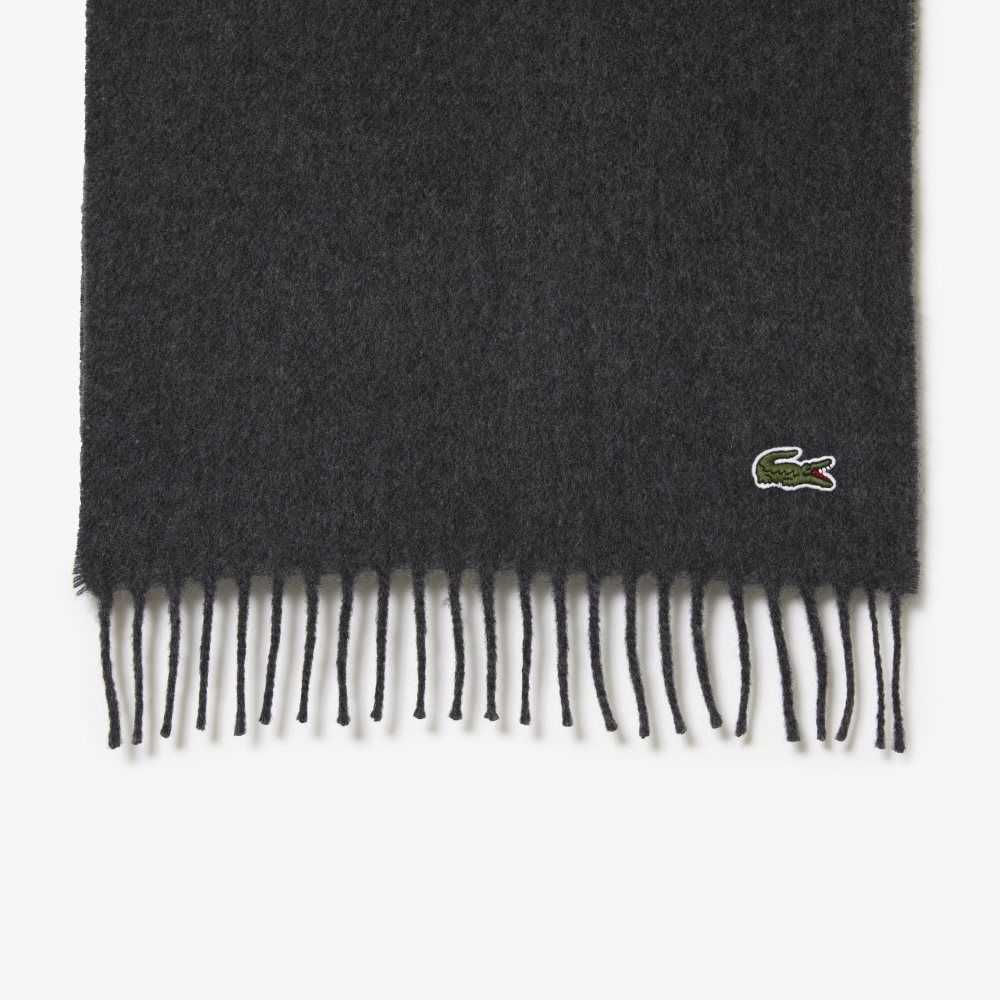 Lacoste Felt Wool And Cashmere Scarf Set Grey | HTN-467813