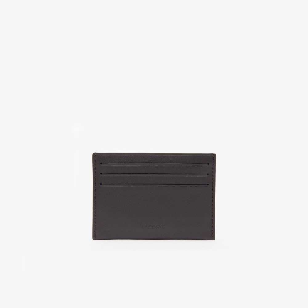 Lacoste Fitzgerald Leather Card Holder Dark Brown | IJN-386924