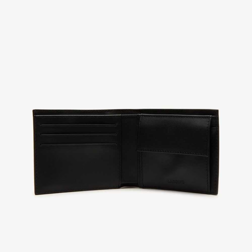 Lacoste Fitzgerald Leather Wallet And Card Holder Set Black | EZD-041736