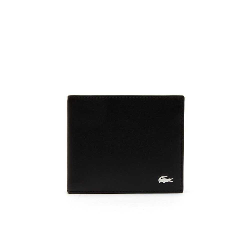 Lacoste Fitzgerald Leather Wallet And Card Holder Set Black | EZD-041736