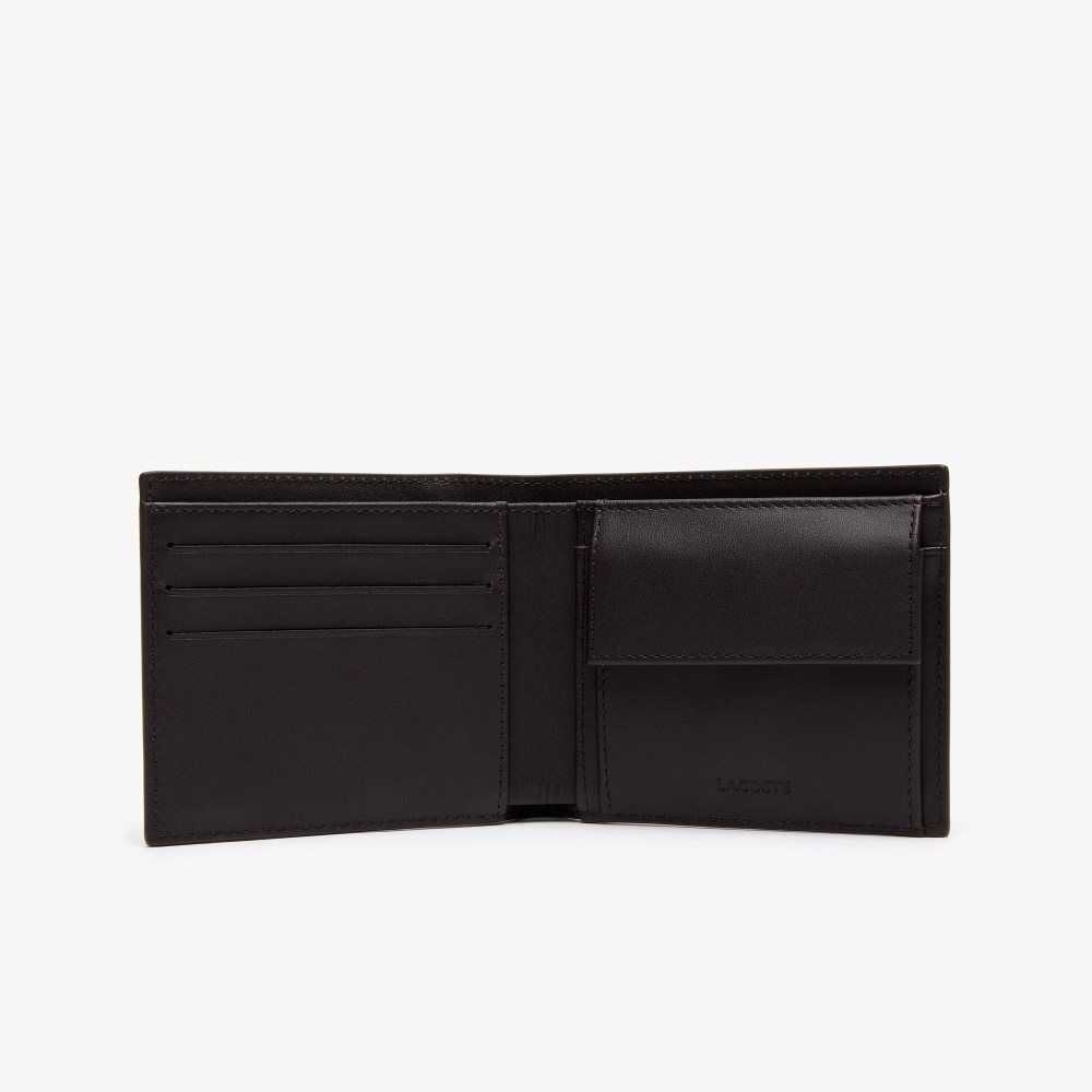 Lacoste Fitzgerald Leather Wallet Dark Brown | YWF-567198