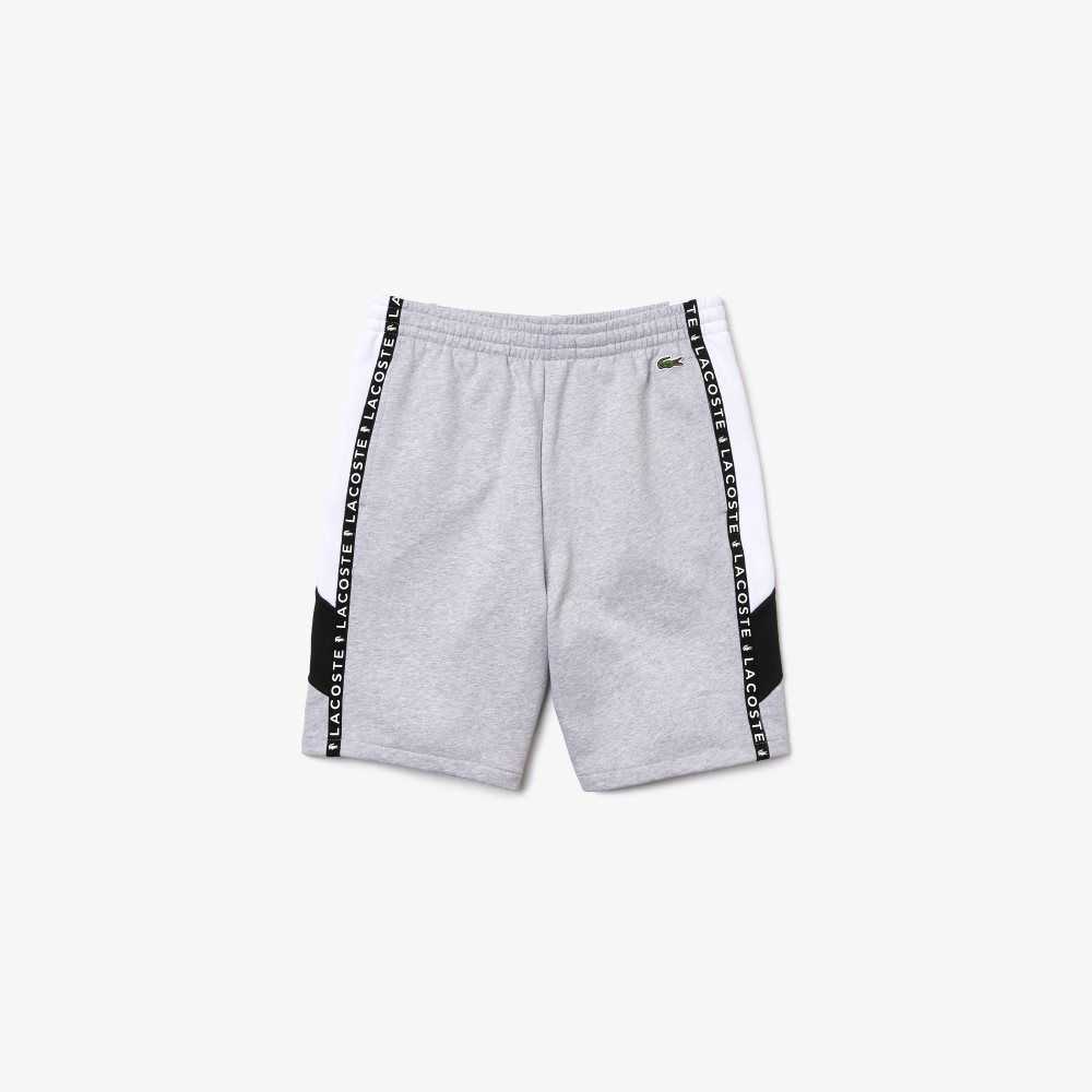 Lacoste Fleece Bermuda Shorts Grey Chine / White / Black | FZY-675941