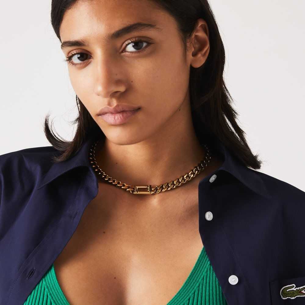 Lacoste Fundament Necklace Gold | VQH-921540