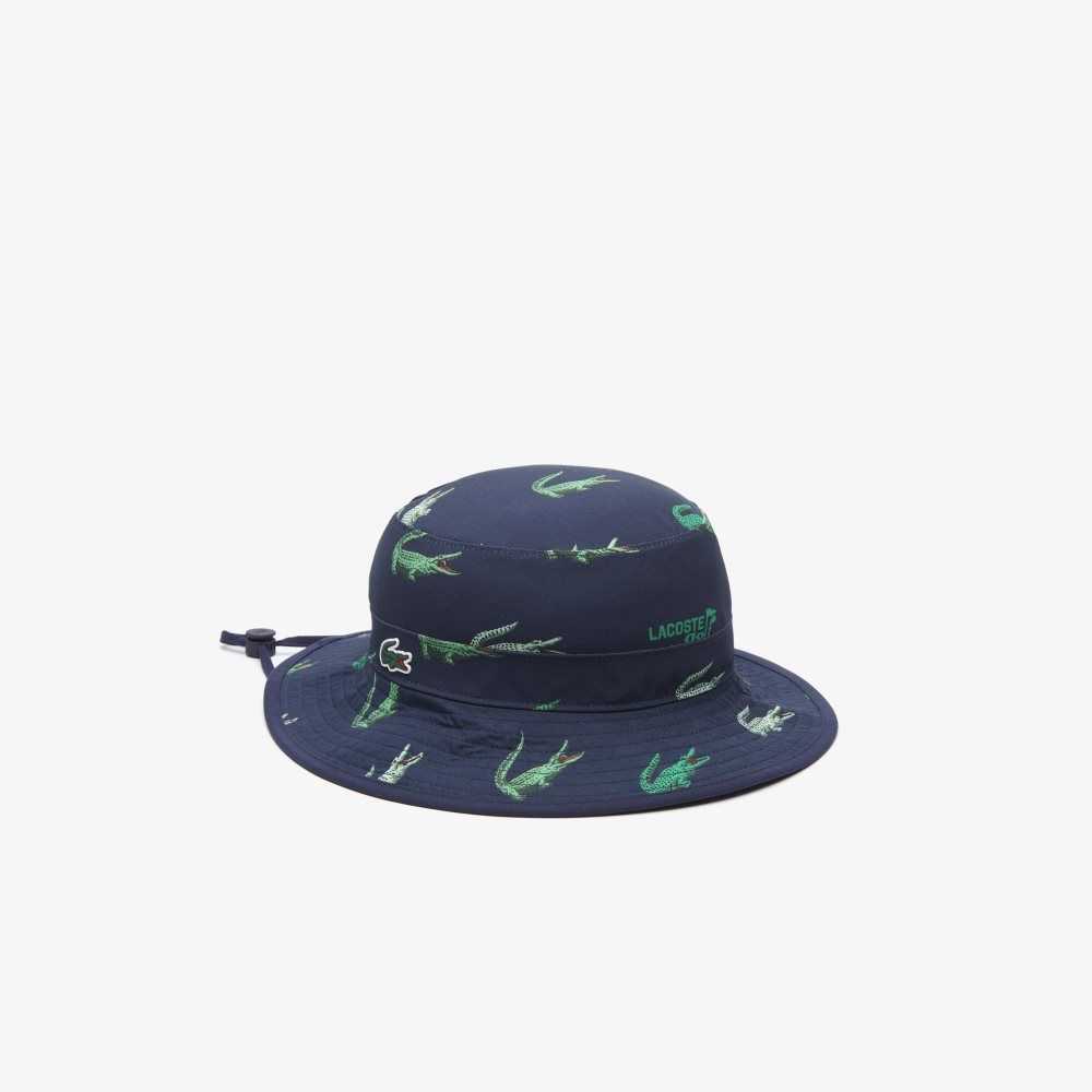 Lacoste Golf Crocodile Print Hat Navy Blue | KGZ-615987