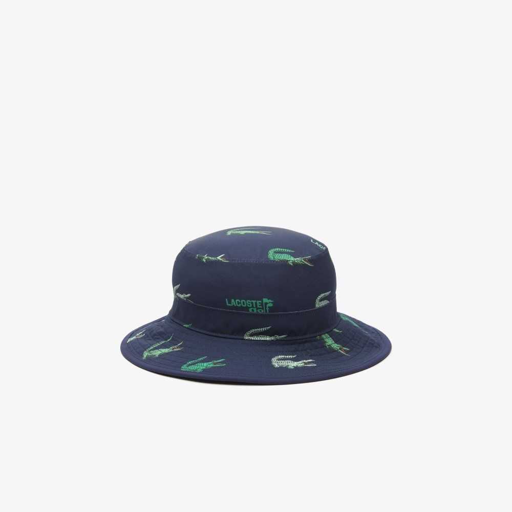 Lacoste Golf Crocodile Print Hat Navy Blue | KGZ-615987