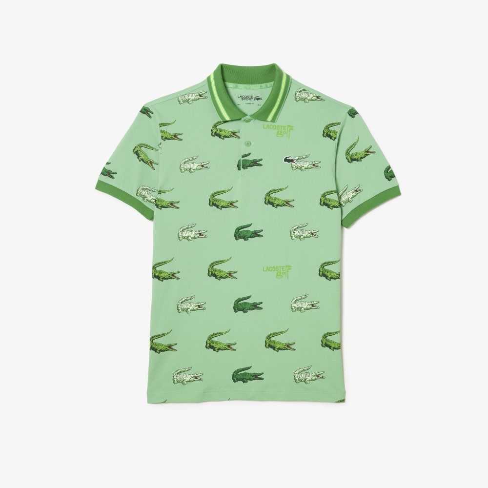 Lacoste Golf Crocodile Print Polo Green / Yellow | YZO-605489