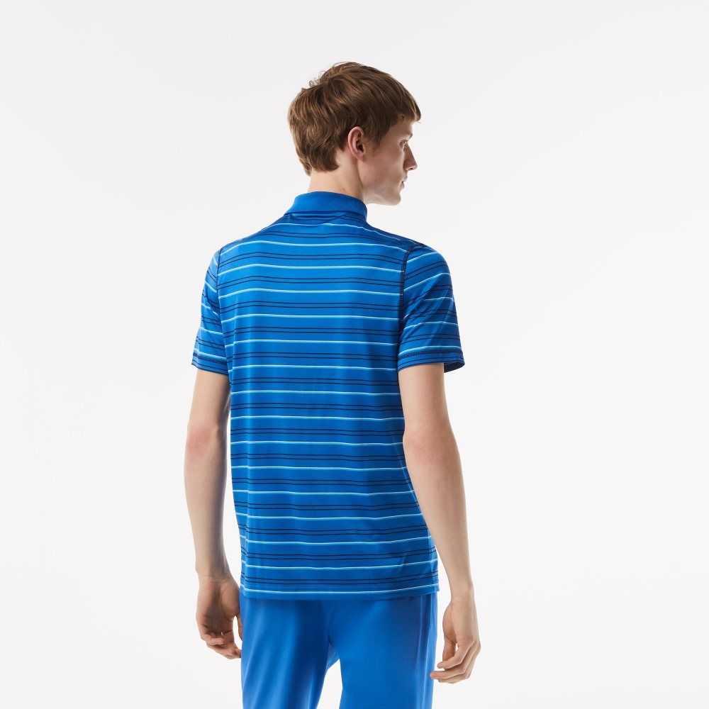 Lacoste Golf Recycled Polyester Stripe Polo Blue / Navy Blue / White / Blue | IXA-189456